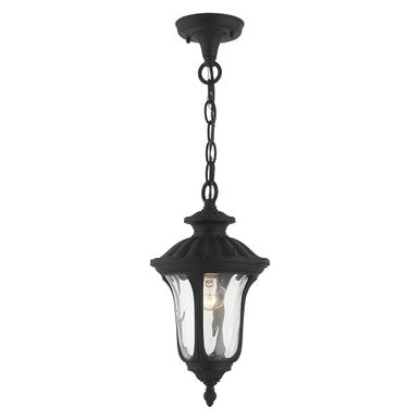 Livex Lighting Oxford Collection  1 Light Textured Black Outdoor Pendant Lantern in Textured Black 7849-14