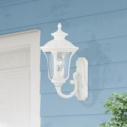 Livex Lighting Oxford Collection  1 Light Textured White Outdoor Wall Lantern in Textured White 7850-13