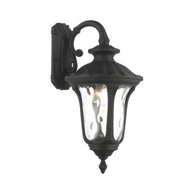 Livex Lighting Oxford Collection  1 Light Textured Black Outdoor Wall Lantern in Textured Black 7851-14