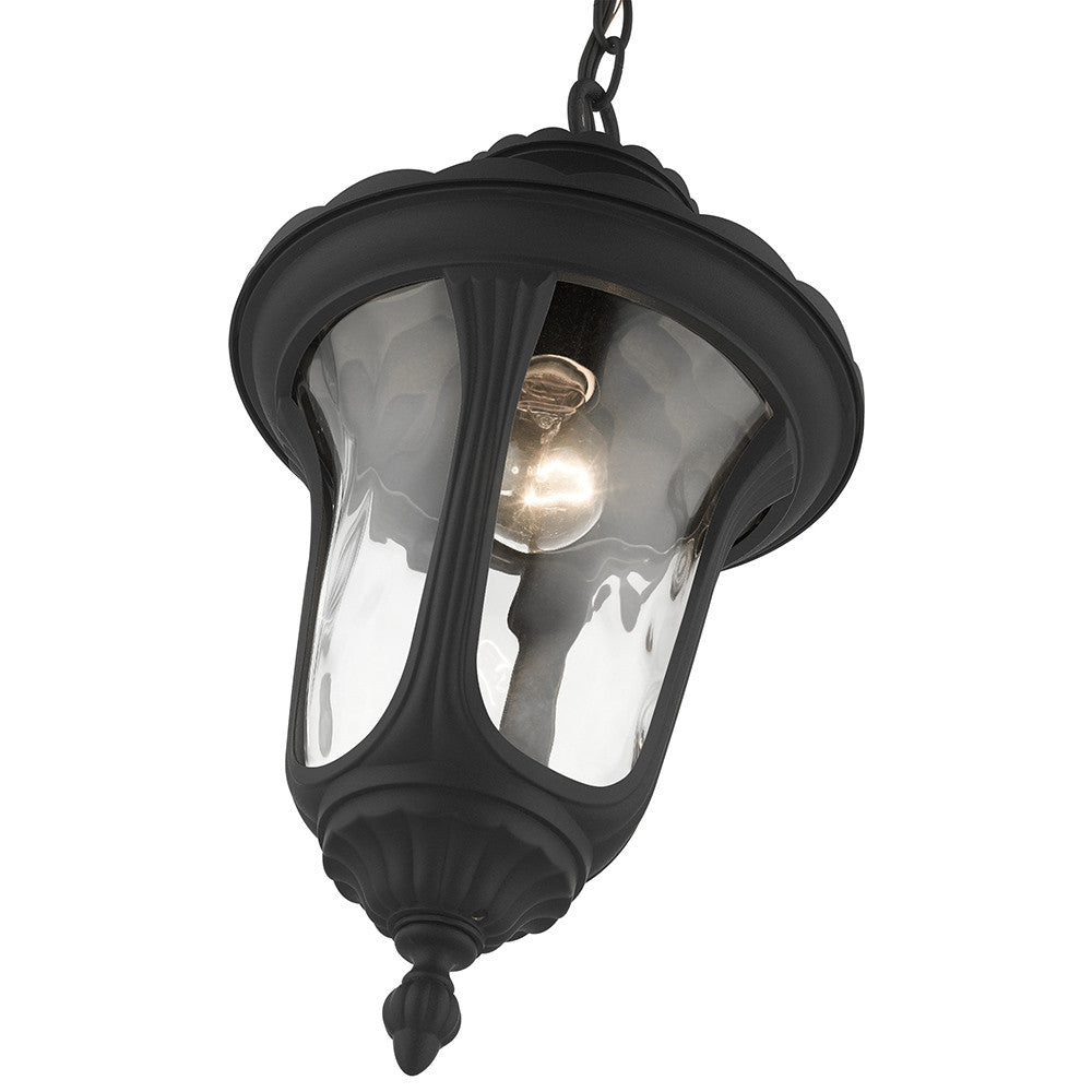 Livex Lighting Oxford Collection  1 Light Textured Black Outdoor Pendant Lantern in Textured Black 7854-14