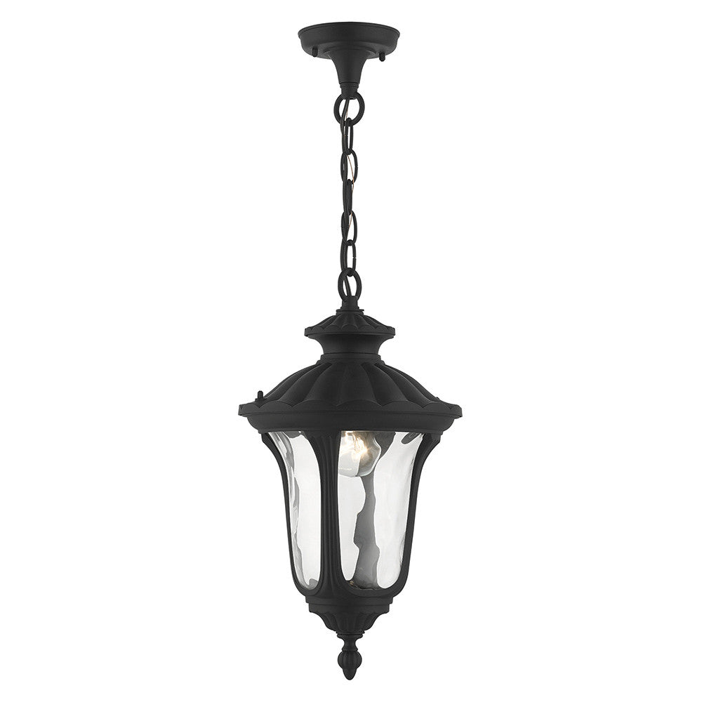 Livex Lighting Oxford Collection  1 Light Textured Black Outdoor Pendant Lantern in Textured Black 7854-14