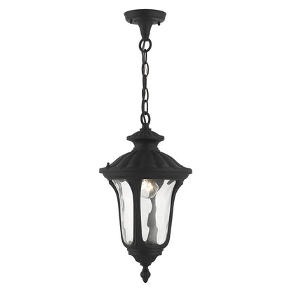 Livex Lighting Oxford Collection  1 Light Textured Black Outdoor Pendant Lantern in Textured Black 7854-14