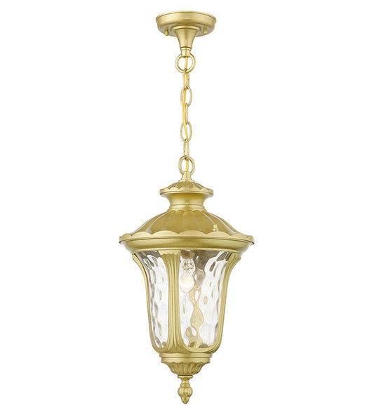 Livex Lighting Oxford Collection 1 Light Soft Gold Outdoor Medium Pendant Lantern 7854-33