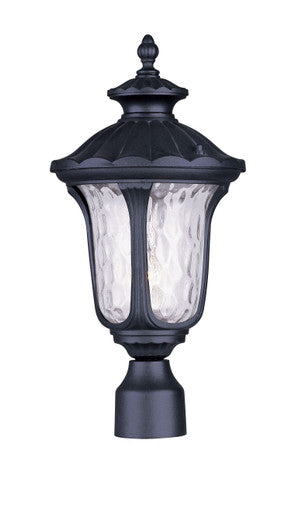 Livex Lighting Oxford Collection  1 Light Textured Black Outdoor Post Top Lantern in Textured Black 7855-14