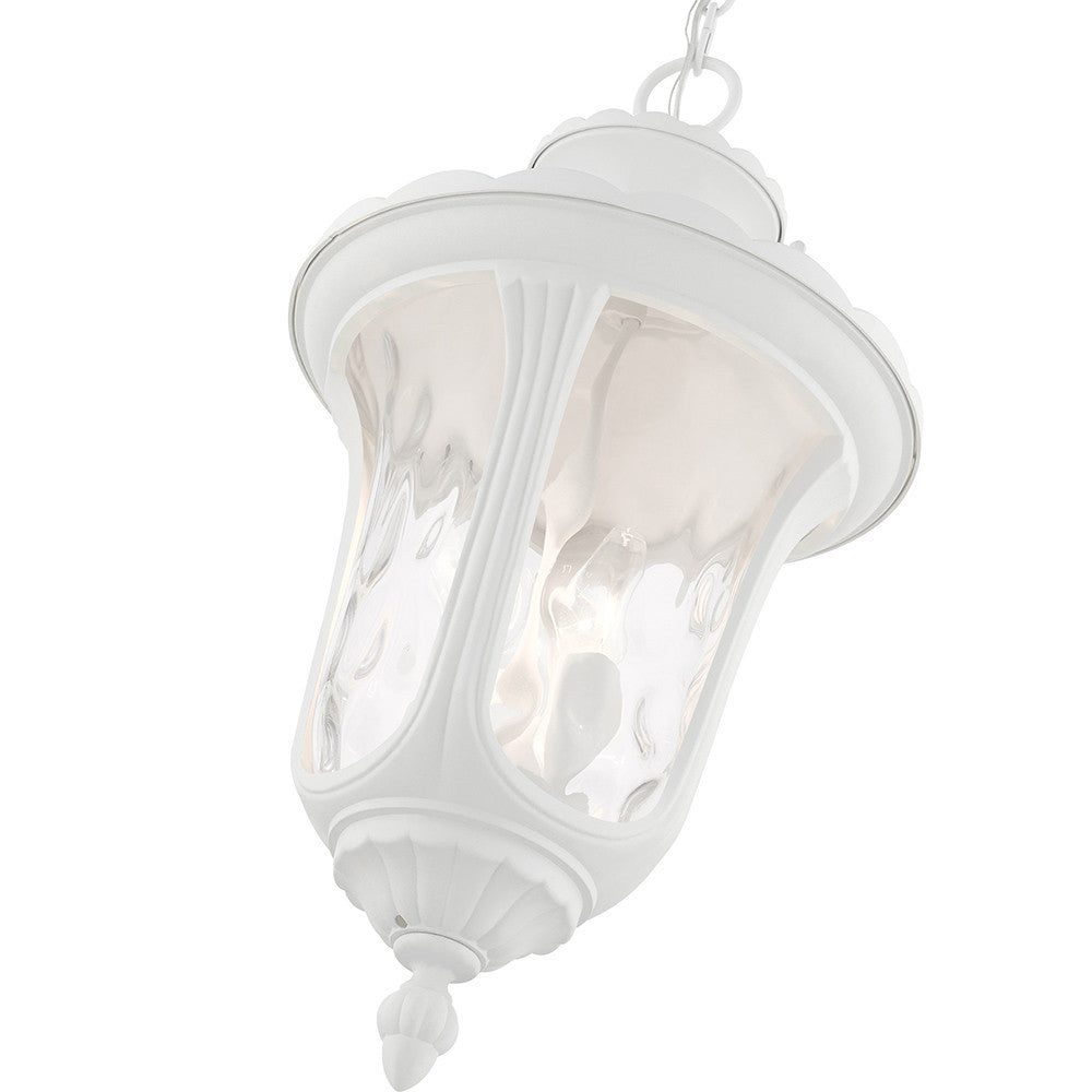 Livex Lighting Oxford Collection  3 Light Textured White Outdoor Pendant Lantern in Textured White 7858-13