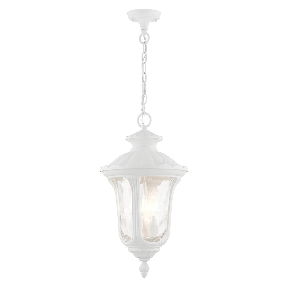 Livex Lighting Oxford Collection  3 Light Textured White Outdoor Pendant Lantern in Textured White 7858-13