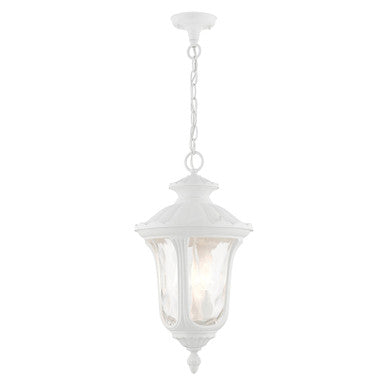 Livex Lighting Oxford Collection  3 Light Textured White Outdoor Pendant Lantern in Textured White 7858-13