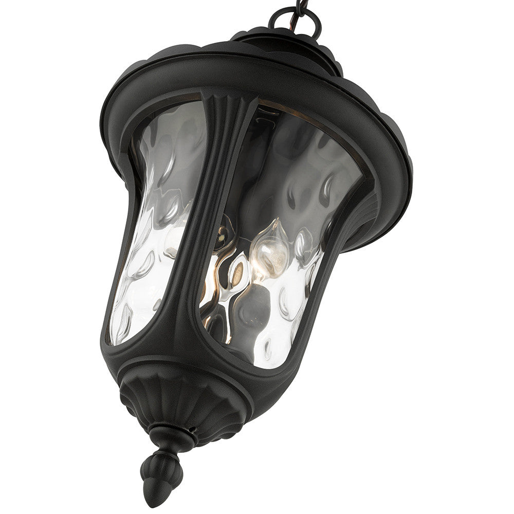 Livex Lighting Oxford Collection  3 Light Textured Black Outdoor Pendant Lantern in Textured Black 7858-14