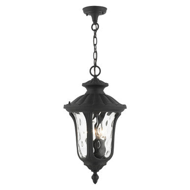 Livex Lighting Oxford Collection  3 Light Textured Black Outdoor Pendant Lantern in Textured Black 7858-14