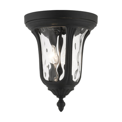 Livex Lighting Oxford Collection  2 Light Textured Black Outdoor Ceiling Mount in Textured Black 7861-14