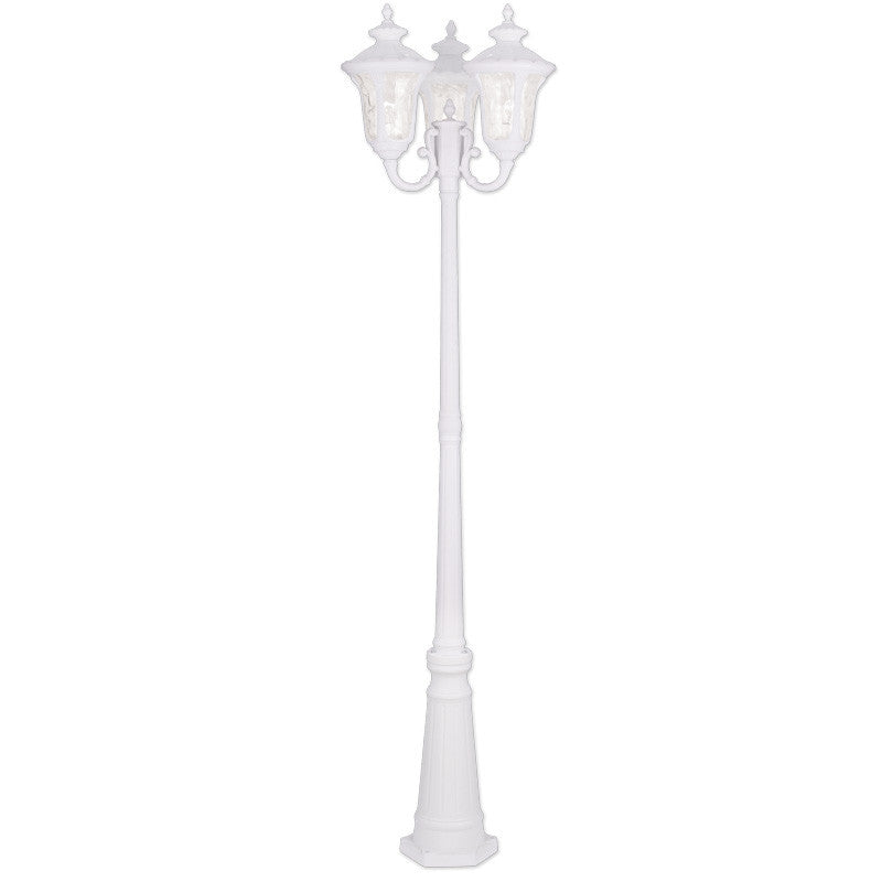 Livex Lighting Oxford Collection  3 Light Textured White Outdoor Post Light in Textured White 7866-13