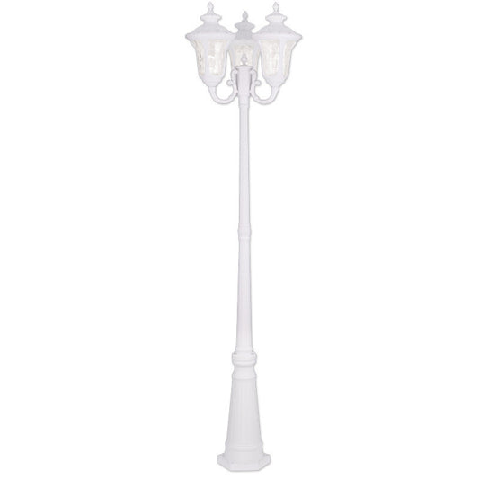 Livex Lighting Oxford Collection  3 Light Textured White Outdoor Post Light in Textured White 7866-13