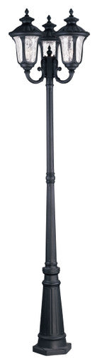 Livex Lighting Oxford Collection  3 Light Textured Black Outdoor Post Light in Textured Black 7866-14