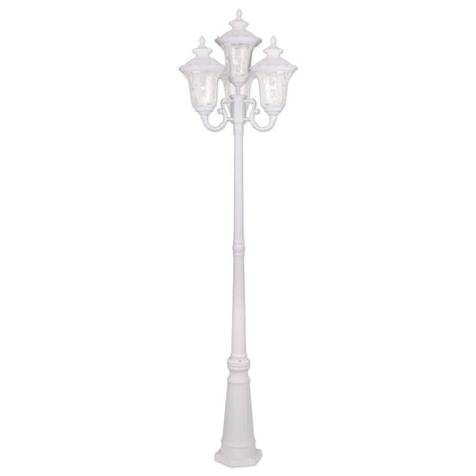 Livex Lighting Oxford Collection  4 Light Textured White Outdoor Post Light in Textured White 7869-13