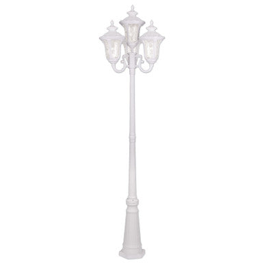 Livex Lighting Oxford Collection  4 Light Textured White Outdoor Post Light in Textured White 7869-13