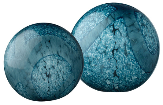 Jamie Young Cosmos Glass Balls in Indigo Swirl Glass 7COSM-BAIN