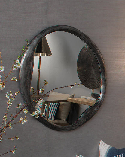 OPEN BOX NEW: Jamie Young Organic Round Mirror in Antique Iron 7ORGA-MIIR