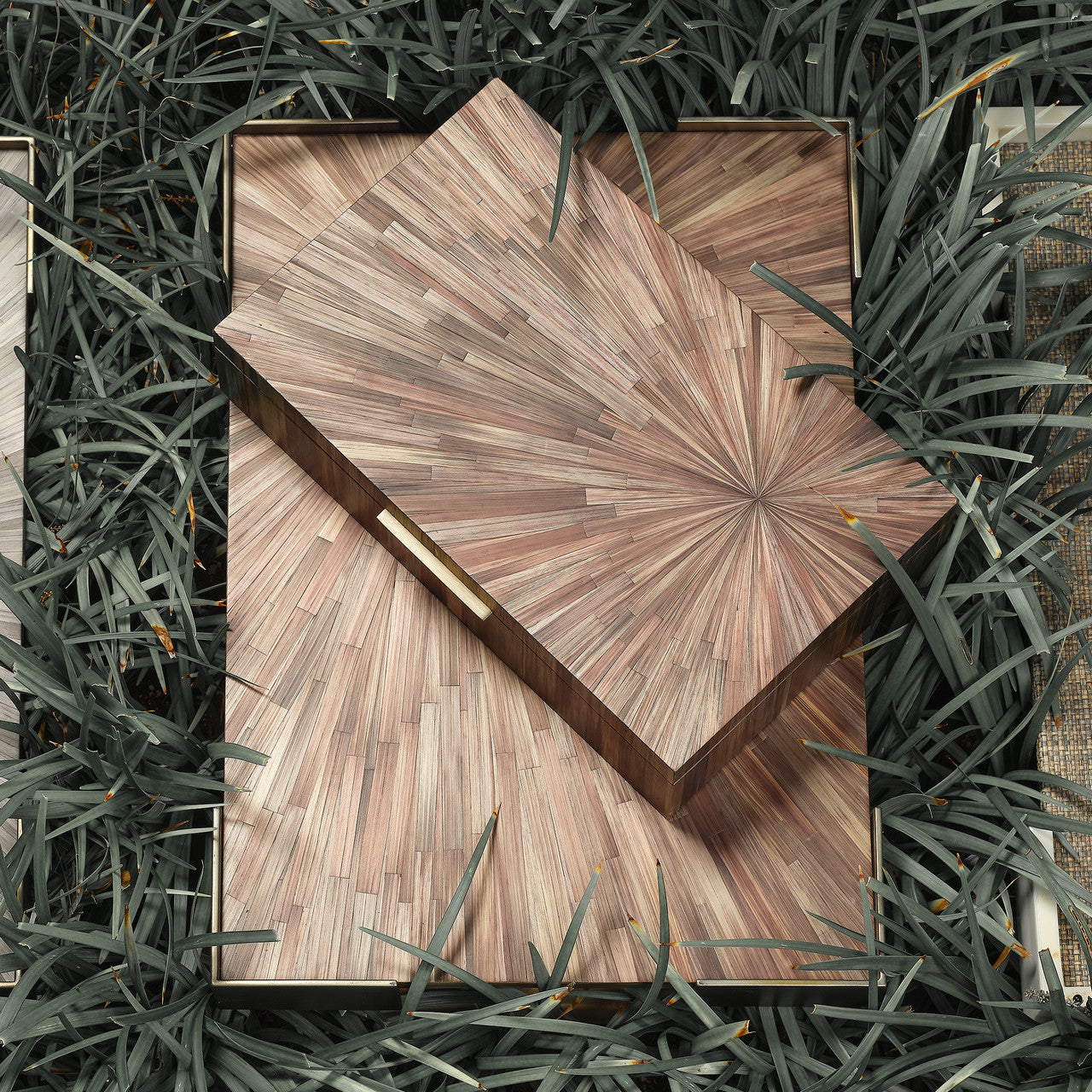 Jamie Young Palm Marquetry Box 7PALM-BOBR