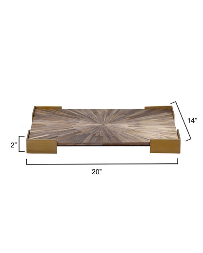 Jamie Young Palm Marquetry Tray 7PALM-TRGR