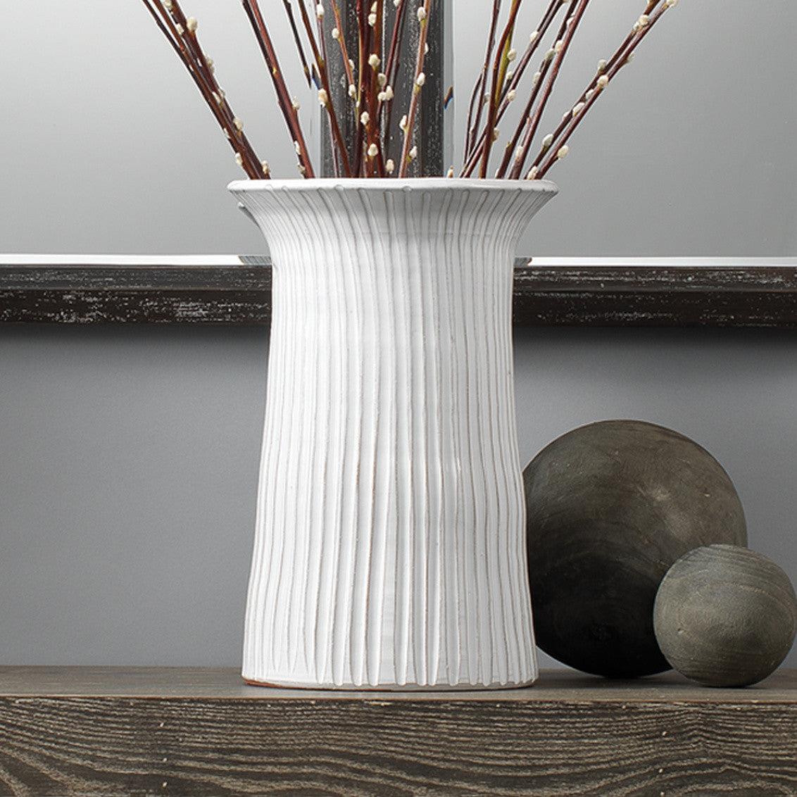 Jamie Young Tall Podium Vessel in Cream Ceramic 7PODI-TACR