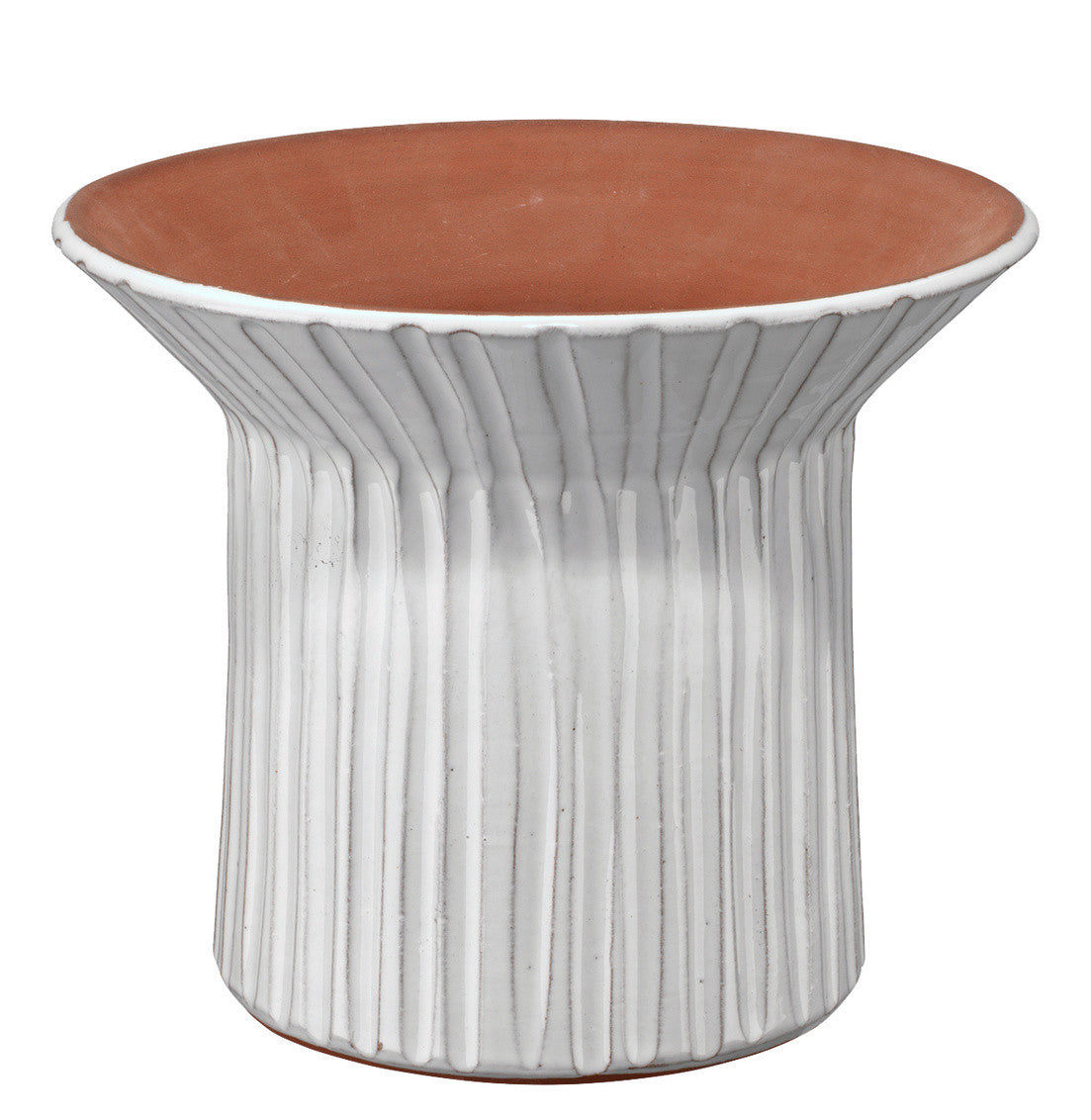 Jamie Young Wide Podium Vessel in Cream Ceramic 7PODI-WDCR