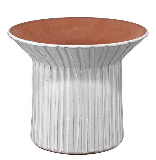 Jamie Young Wide Podium Vessel in Cream Ceramic 7PODI-WDCR