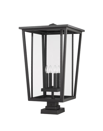 Z-Lite Seoul 4 Light Outdoor Pier Mounted Fixture in Black 571PHXXLS-SQPM-BK