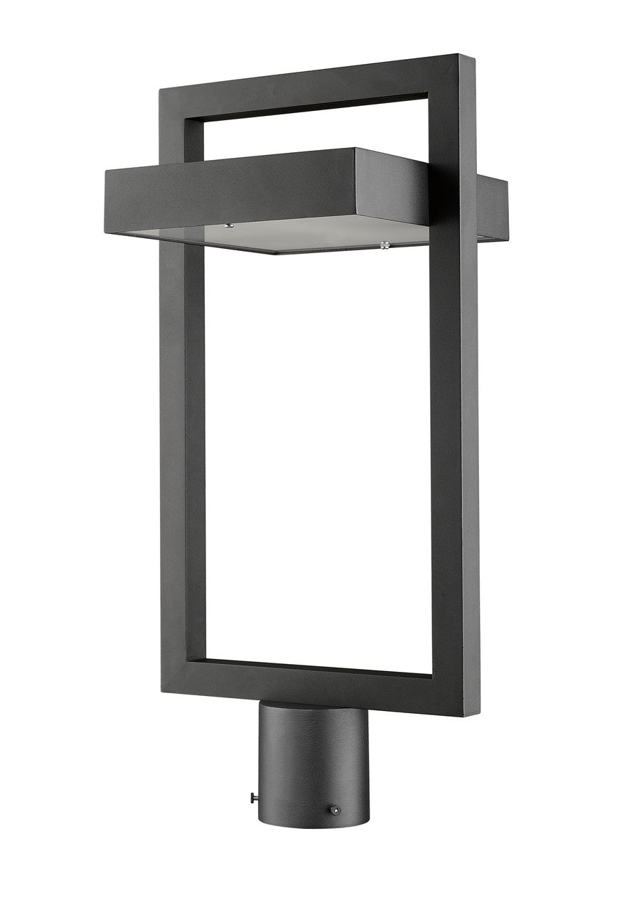 Z-Lite Luttrel 1 Light Outdoor Post Mount Fixture in Black 566PHBR-BK-LED