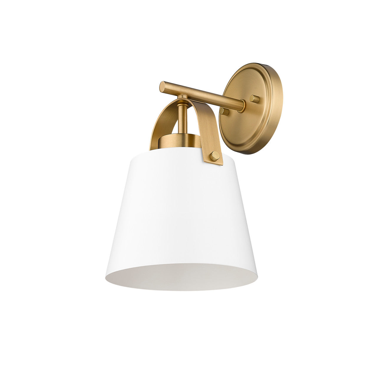 Z-Lite Z-Studio 1 Light Wall Sconce in Matte White + Heritage Brass 726-1S-MW+HBR