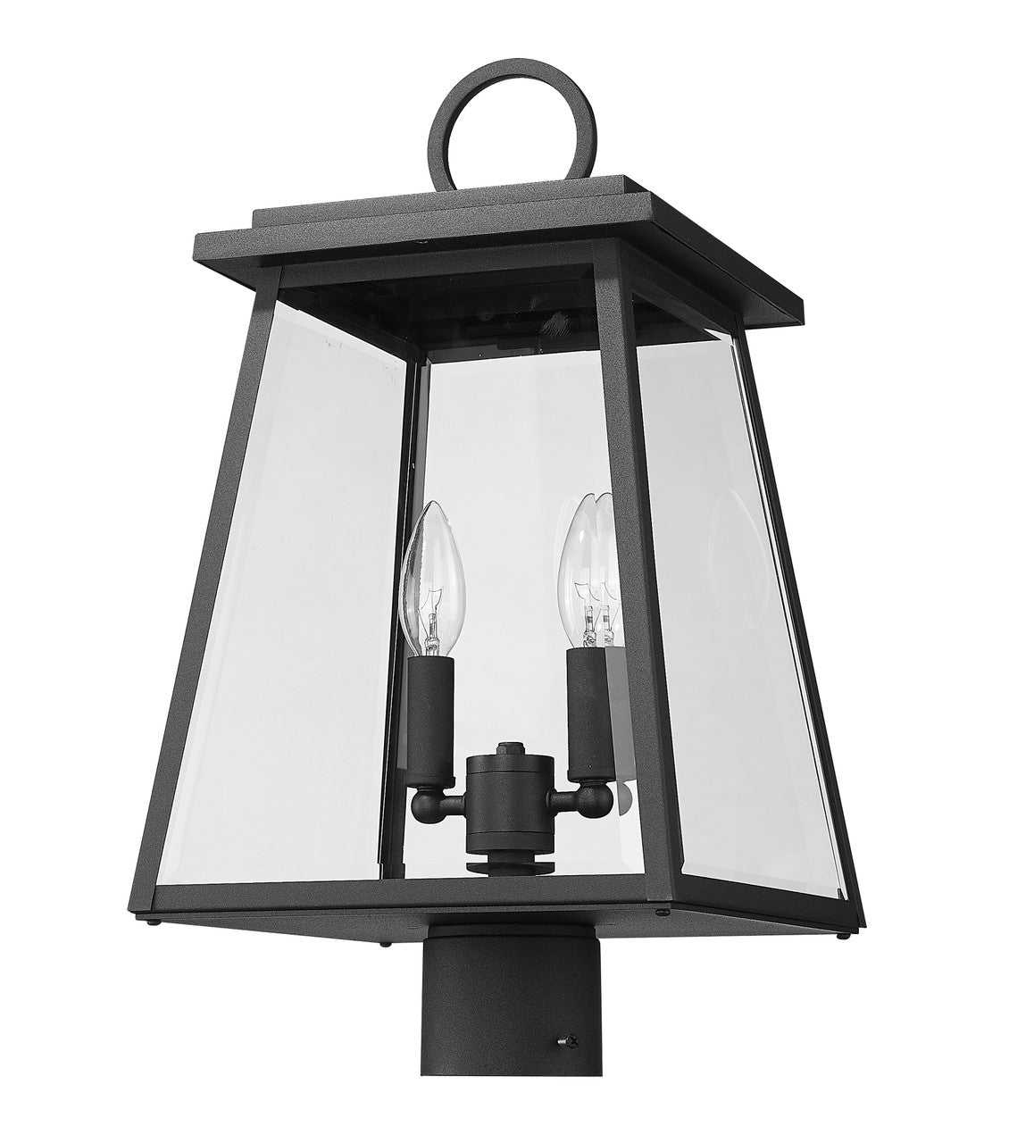 Z-Lite Broughton 2 Light Outdoor Post Mount Fixture in Black 521PHMR-BK