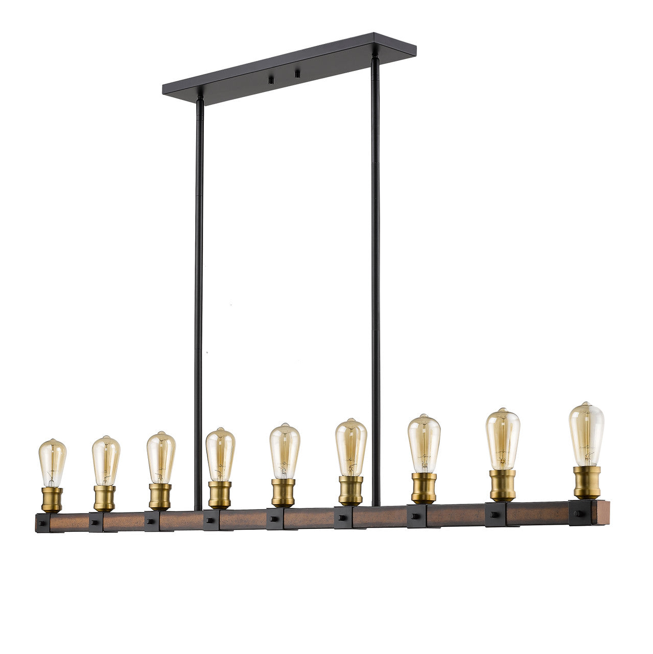 Z-Lite Kirkland 9 Light Linear Chandelier in Rustic Mahogany 472-9L-RM