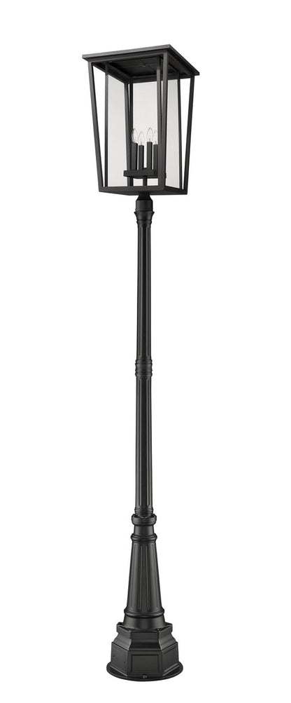 Z-Lite Seoul 4 Light Outdoor Post Mounted Fixture in Black 571PHXXLR-564P-BK