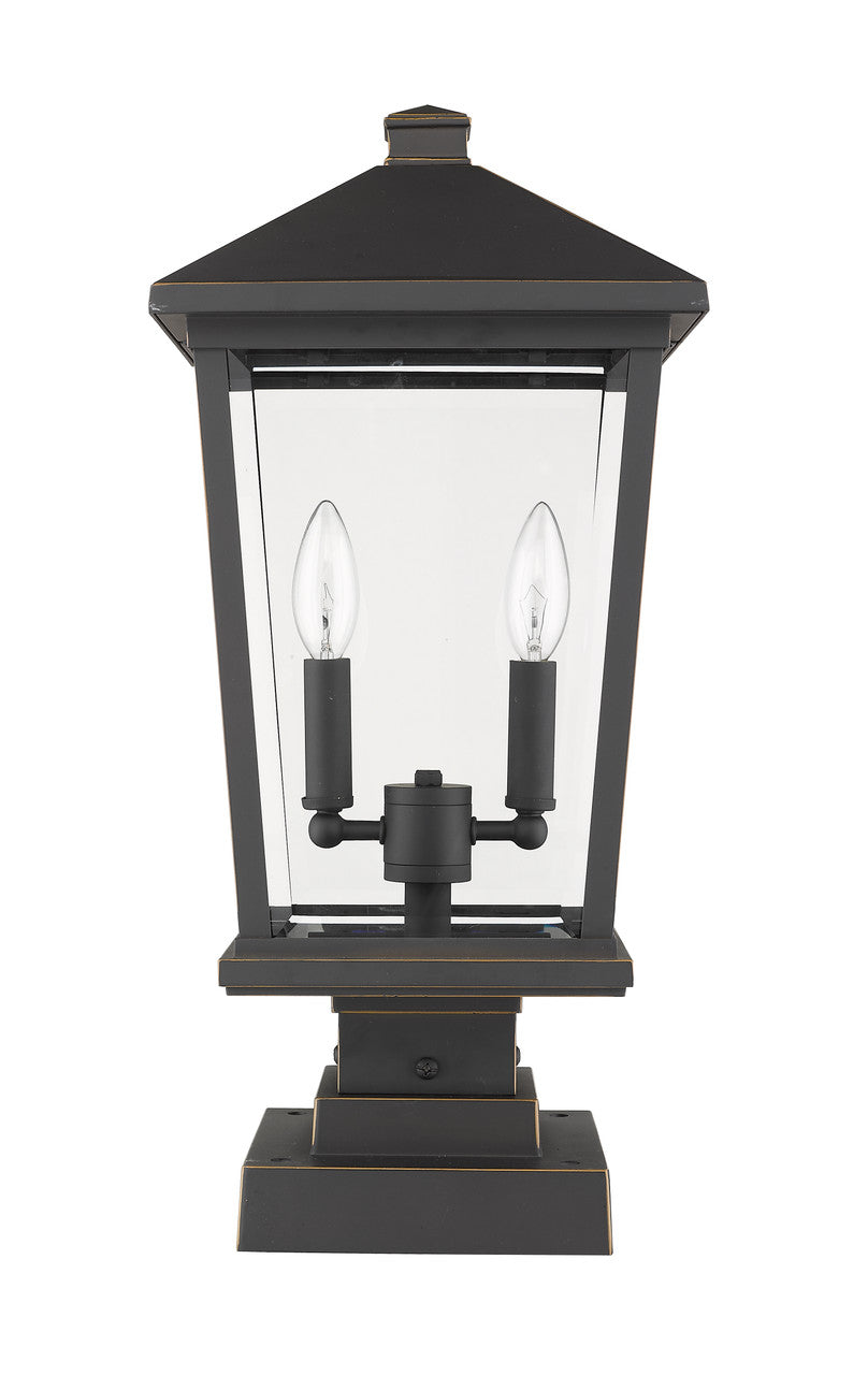 Z-Lite Beacon 2 Light Outdoor Pier Mounted Fixture in Oil Rubbed Bronze 568PHBS-SQPM-ORB