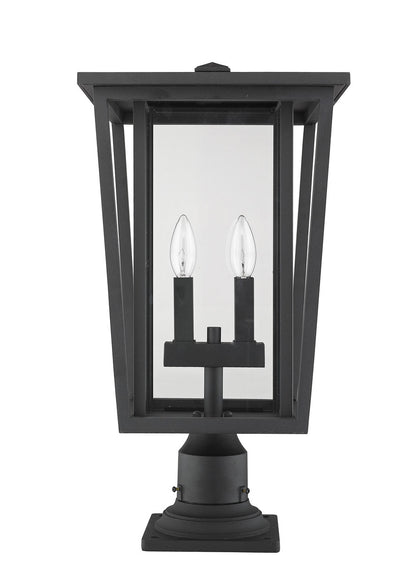 Z-Lite Seoul 2 Light Outdoor Pier Mounted Fixture in Black 571PHBR-533PM-BK