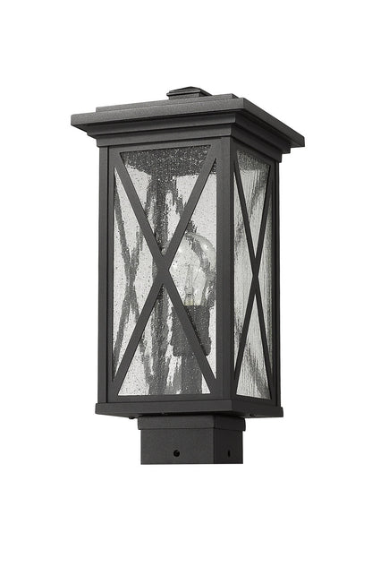 Z-Lite Brookside 1 Light Outdoor Post Mount Fixture in Black 583PHMS-BK