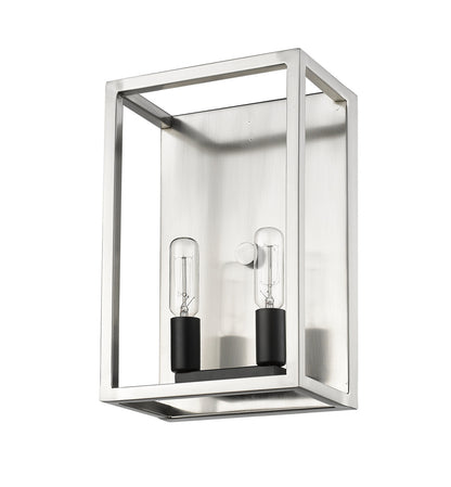 Z-Lite Quadra 2 Light Wall Sconce in Brushed Nickel + Black 456-2S-BN-BK