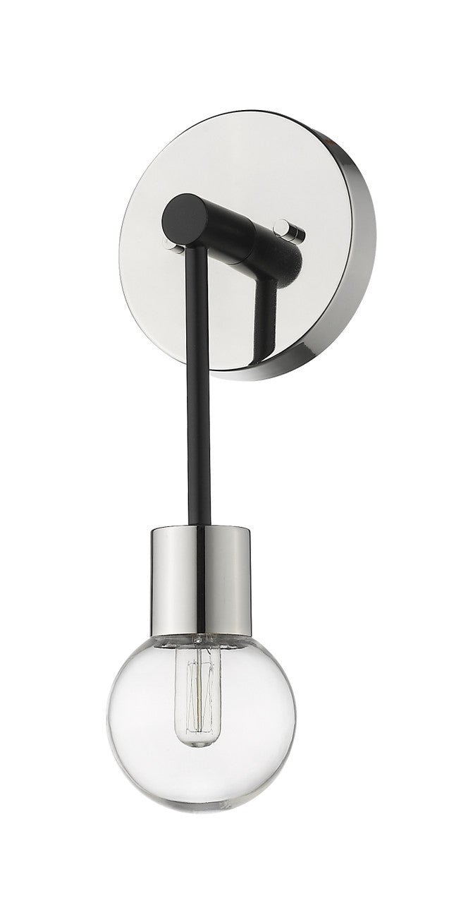 Z-Lite Neutra 1 Light Wall Sconce in Matte Black + Polished Nickel 621-1S-MB-PN