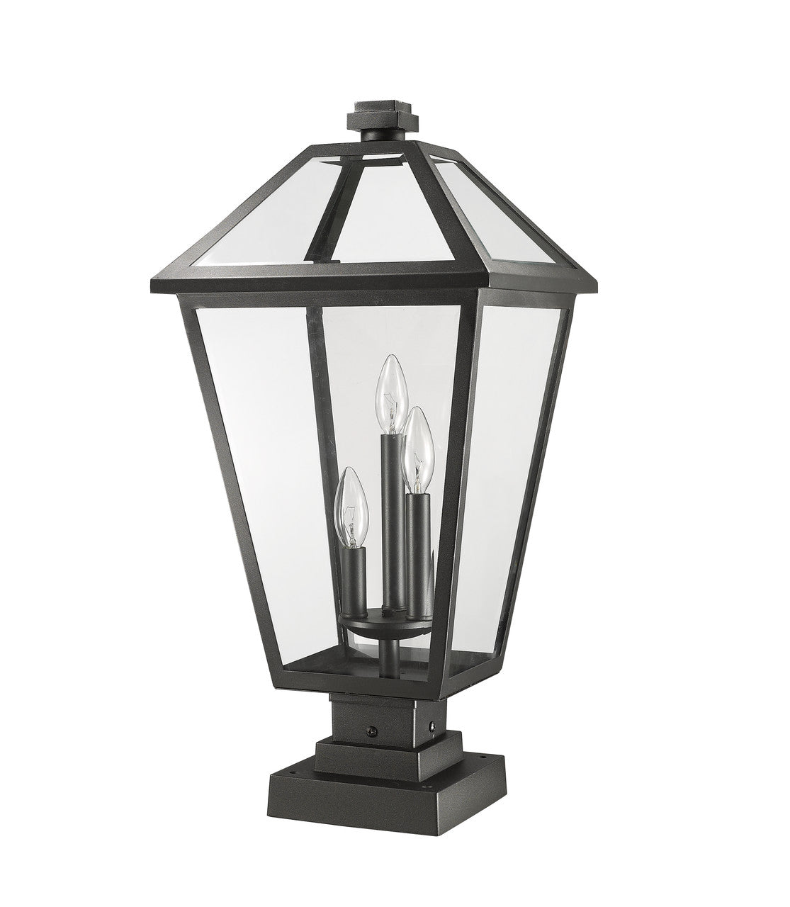 Z-Lite Talbot 3 Light Outdoor Pier Mounted Fixture in Black 579PHXLS-SQPM-BK