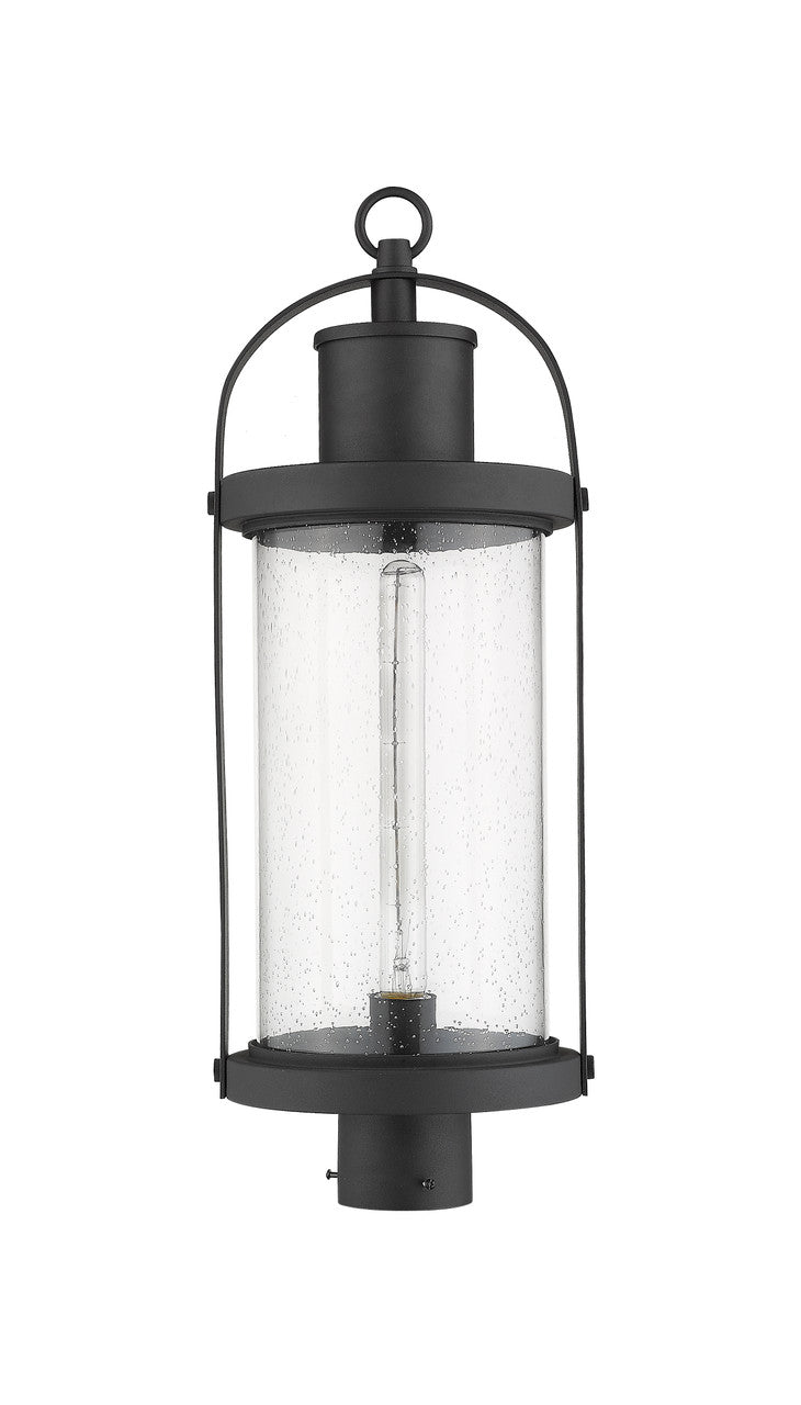 Z-Lite Roundhouse 1 Light Outdoor Post Mount Fixture in Black 569PHB-BK