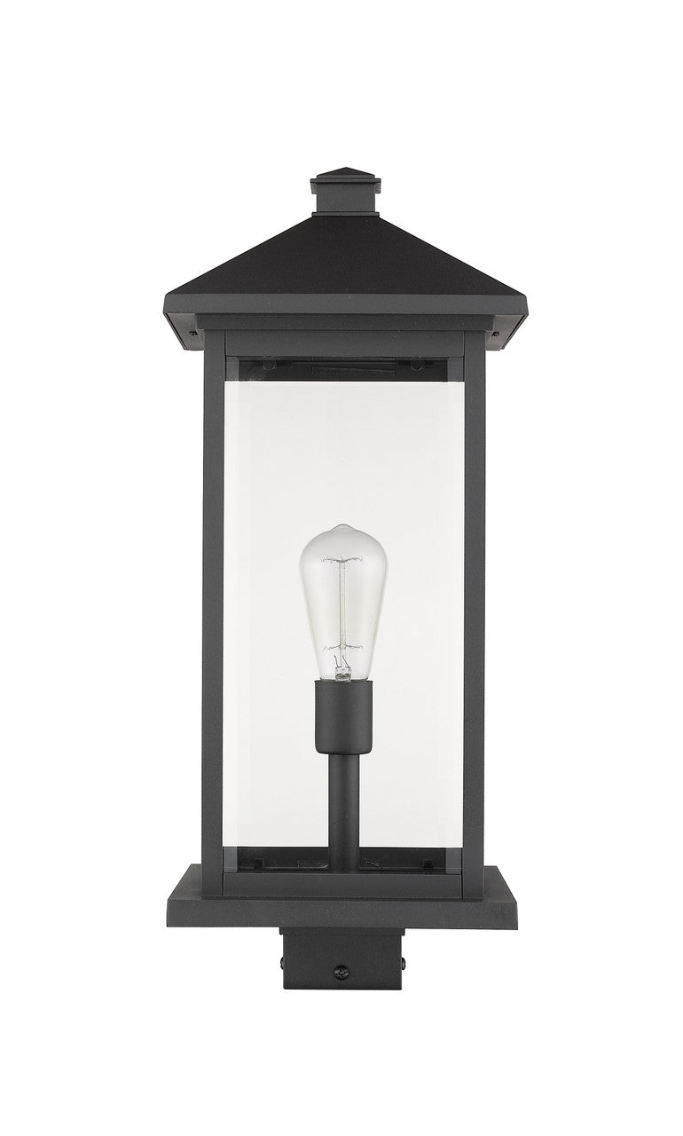 Z-Lite Portland 1 Light Outdoor Post Mount Fixture in Black 531PHBXLS-BK