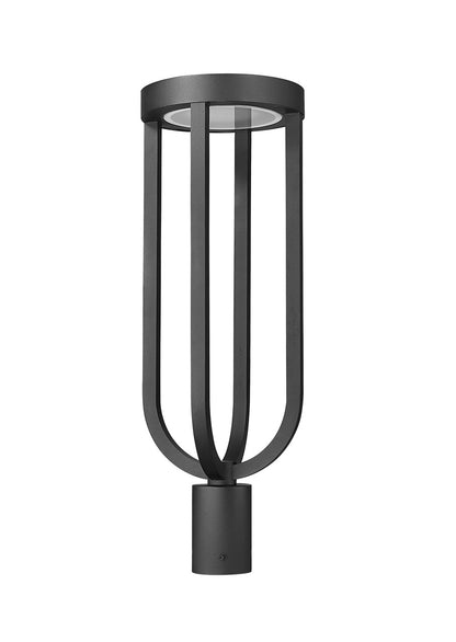 Z-Lite Leland 1 Light Outdoor Post Mount Fixture in Sand Black 5005PHB-BK-LED