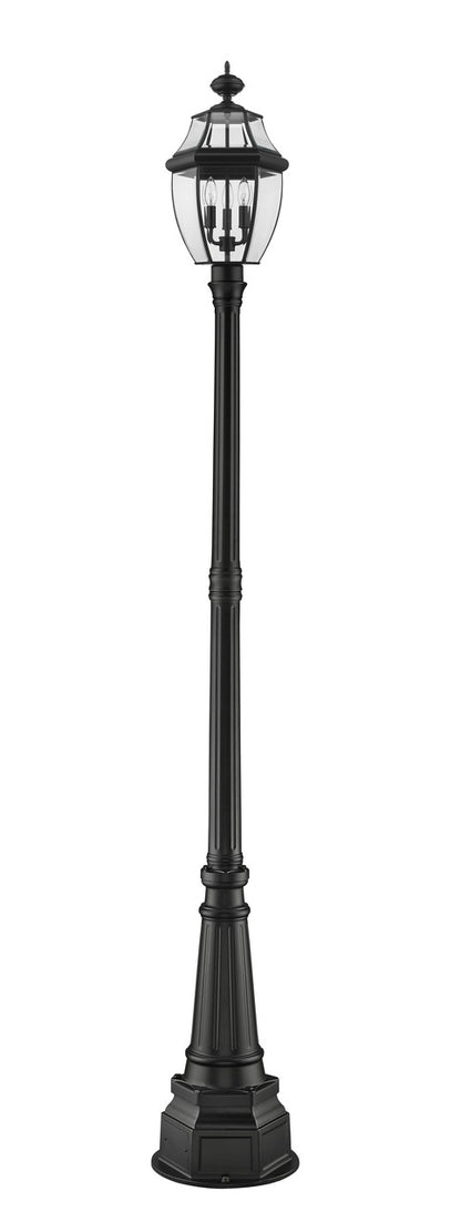 Z-Lite Westover 3 Light Outdoor Post Mounted Fixture in Black 580PHB-564P-BK