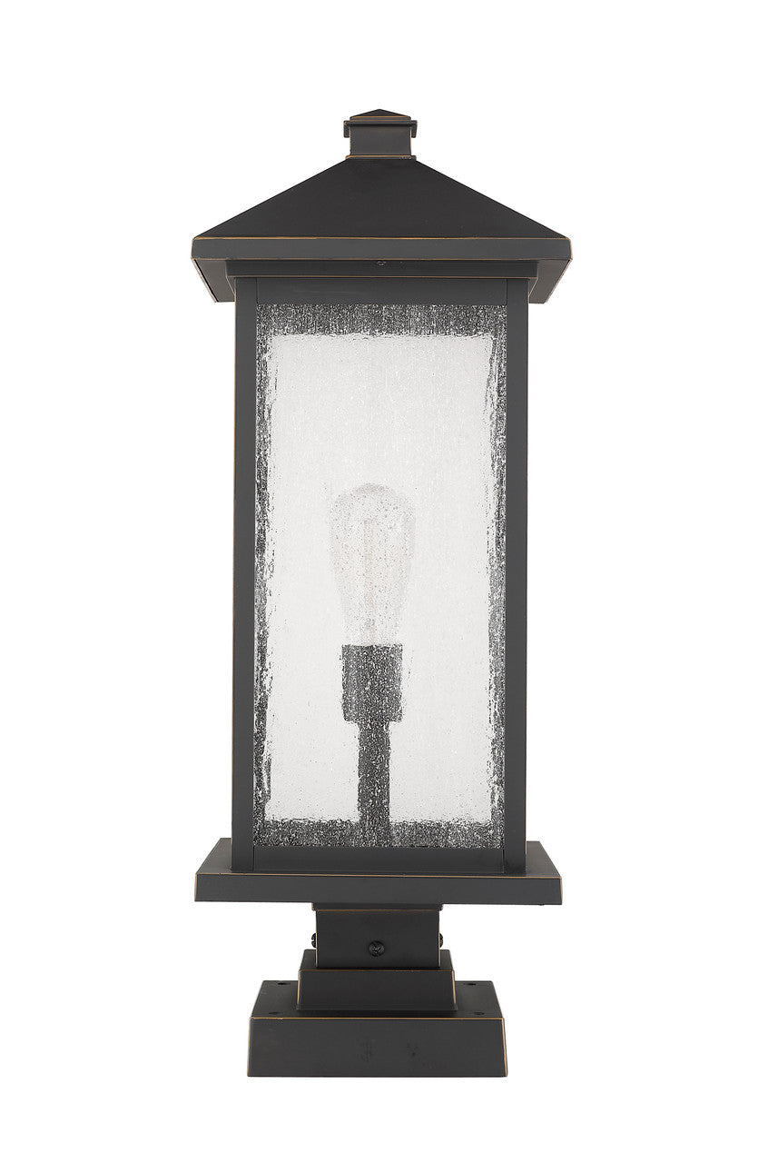 Z-Lite Portland 1 Light Outdoor Pier Mounted Fixture in Oil Rubbed Bronze 531PHBXLS-SQPM-ORB