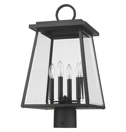 Z-Lite Broughton 4 Light Outdoor Post Mount Fixture in Black 521PHBR-BK