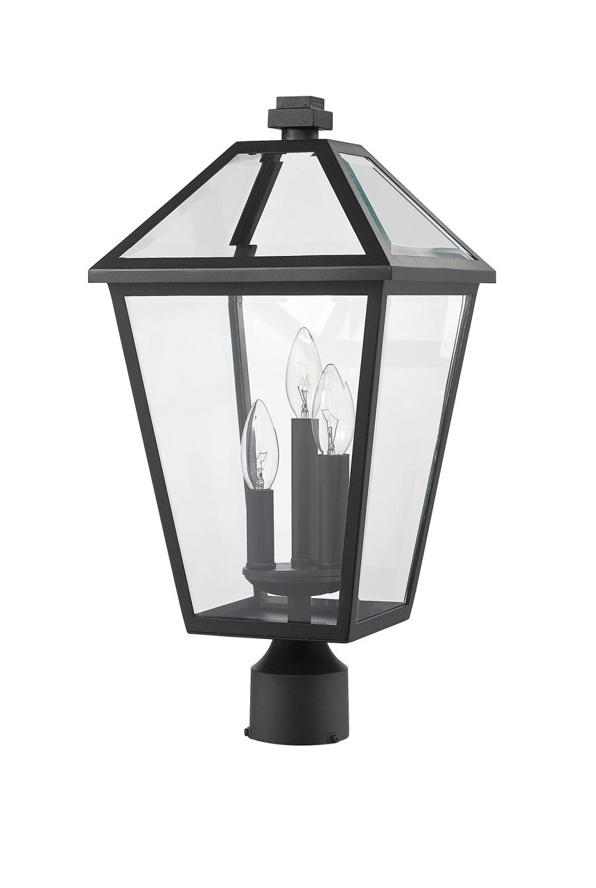 Z-Lite Talbot 3 Light Outdoor Post Mount Fixture in Black 579PHBR-BK