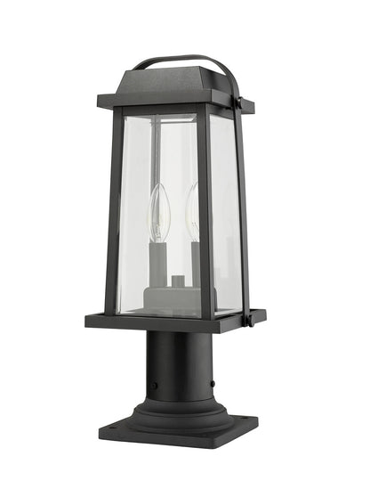 Z-Lite Millworks 2 Light Outdoor Pier Mounted Fixture in Black 574PHMR-533PM-BK