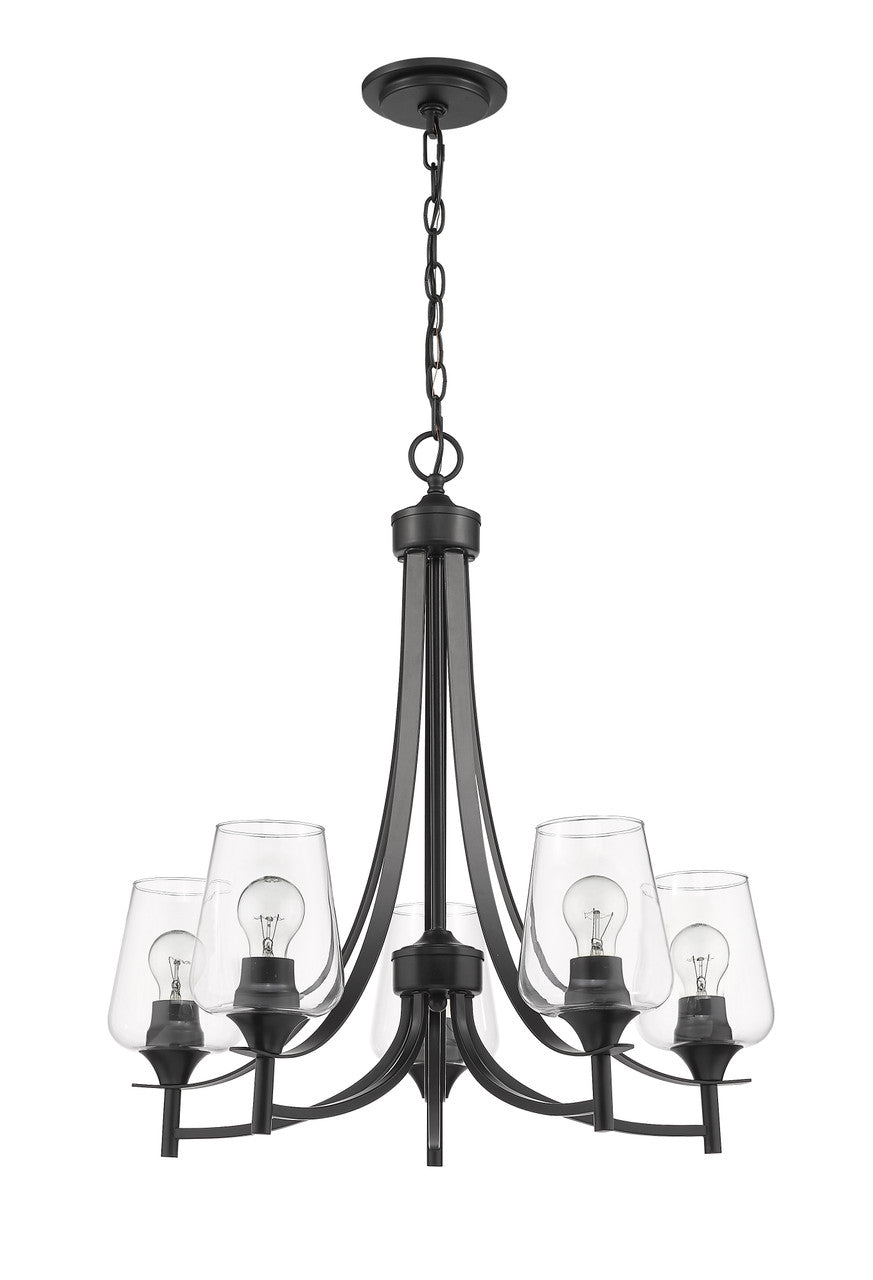 Z-Lite Joliet 5 Light Chandelier in Matte Black 473-5MB