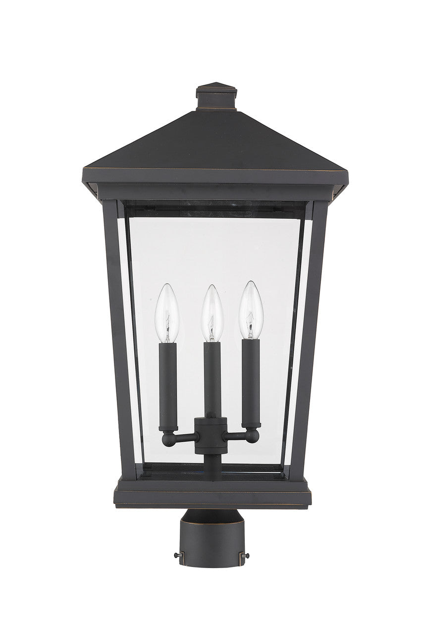 Z-Lite Beacon 3 Light Outdoor Post Mount Fixture in Oil Rubbed Bronze 568PHXLR-ORB