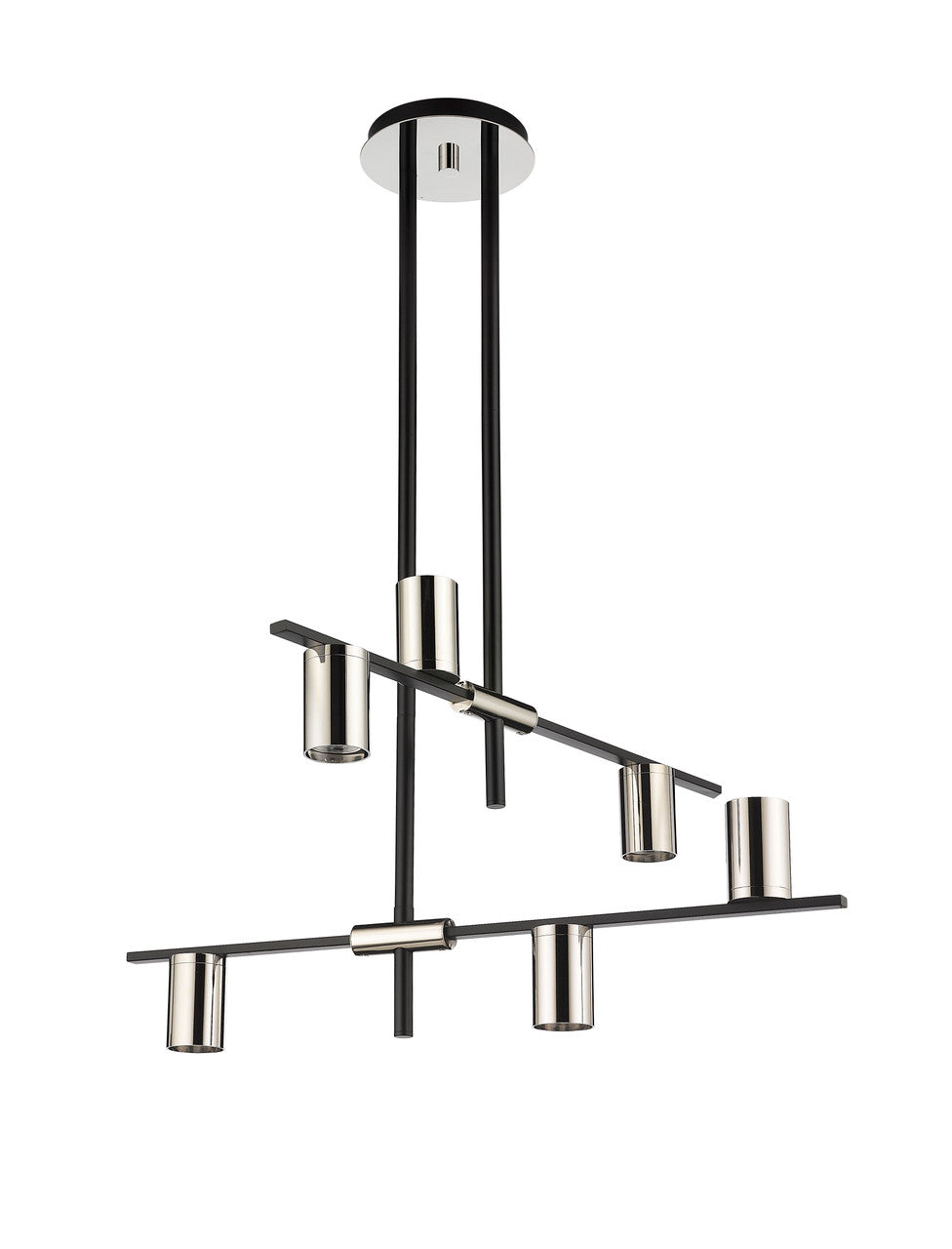 Z-Lite Calumet 6 Light Chandelier in Matte Black + Polished Nickel 814-6MB-PN