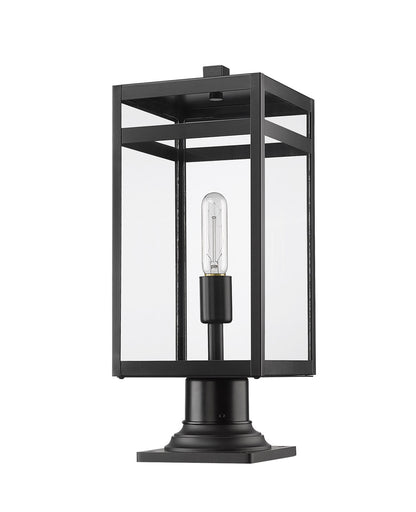 Z-Lite Nuri 1 Light Outdoor Pier Mounted Fixture in Black 596PHMR-533PM-BK